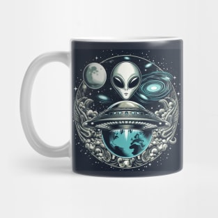 Grey Aliens in a UFO Mug